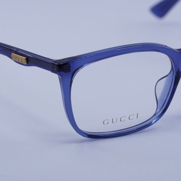 Gucci GG0333OA 003 Eyeglasses Transparent Blue 55mm Rectangle Frame - Picture 4 of 11